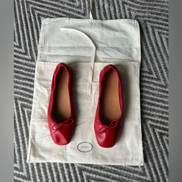 DÔEN Fifi flats, brand new size 6.5, Red Nappa - Picture 4 of 6
